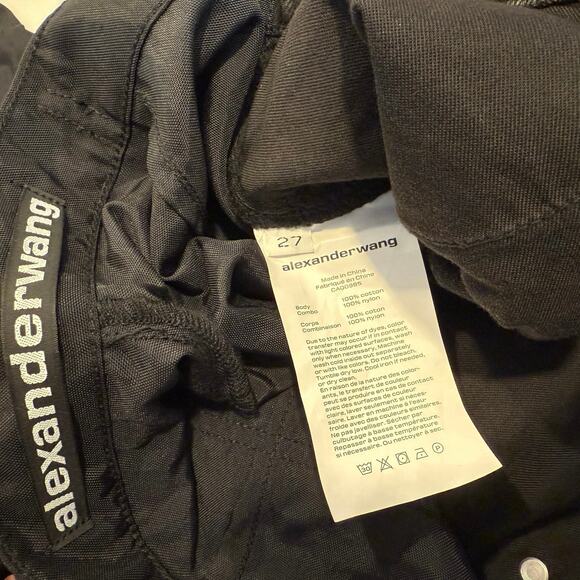 Alexander Wang HYBRID pack BARREL cargo jeans BLACK denim x nylon women’s 27 NEW - Picture 11 of 13